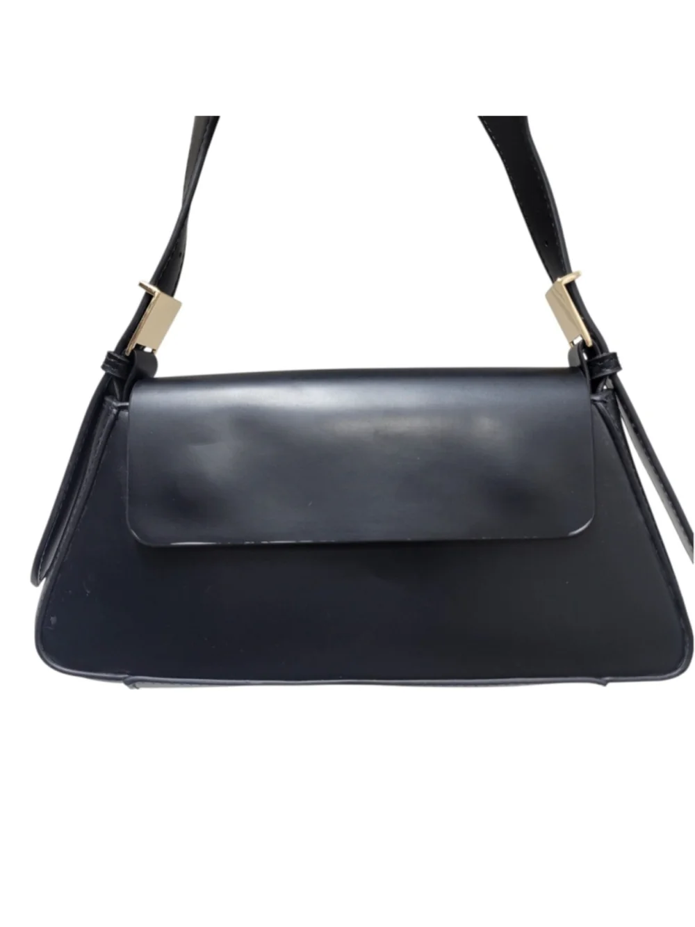 ZARA Women's Faux-Leather Black Shoulder Bag Purse Pre-owned Condition